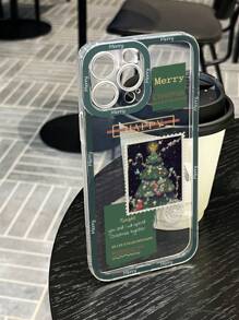 1pc Tpu Camera Anti-collision Christmas Stamp Pattern Phone Case Compatible With Iphone, Samsung, Redmi