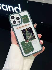 1pc Tpu Camera Anti-collision Christmas Stamp Pattern Phone Case Compatible With Iphone, Samsung, Redmi