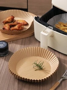 25/50/100pcs Set, Air Fryer Disposable Paper Liners, Non-Stick Round Disposable Baking Paper, Grease-Proof Parchment Paper, For Baking, Cooking, Microwave Use - True color (round) - View 5