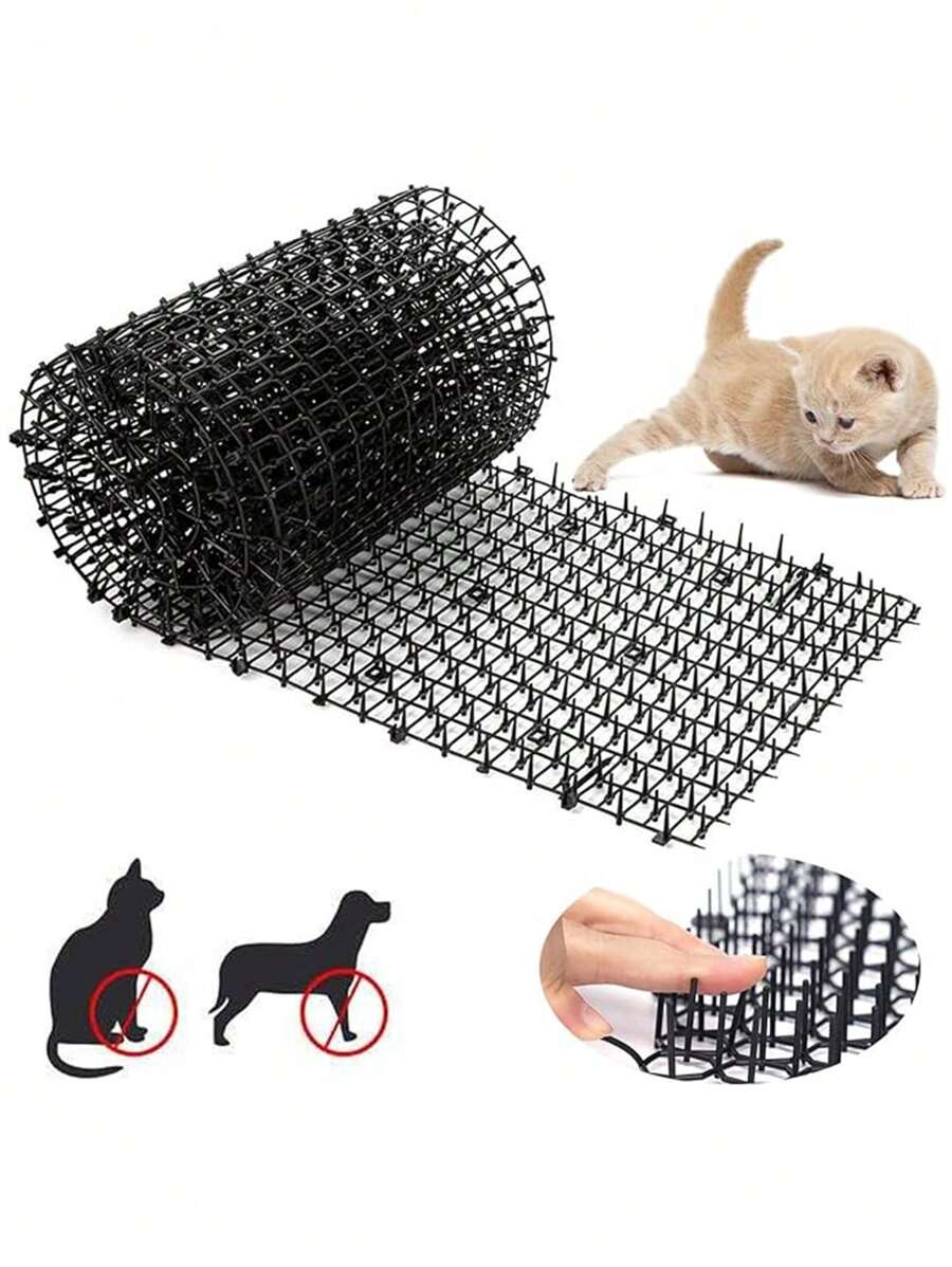 5入組防貓墊,塑料寵物尖刺驅蚊裝置和花圃防貓網,用於動物控制 - 黑色 - 查看 1