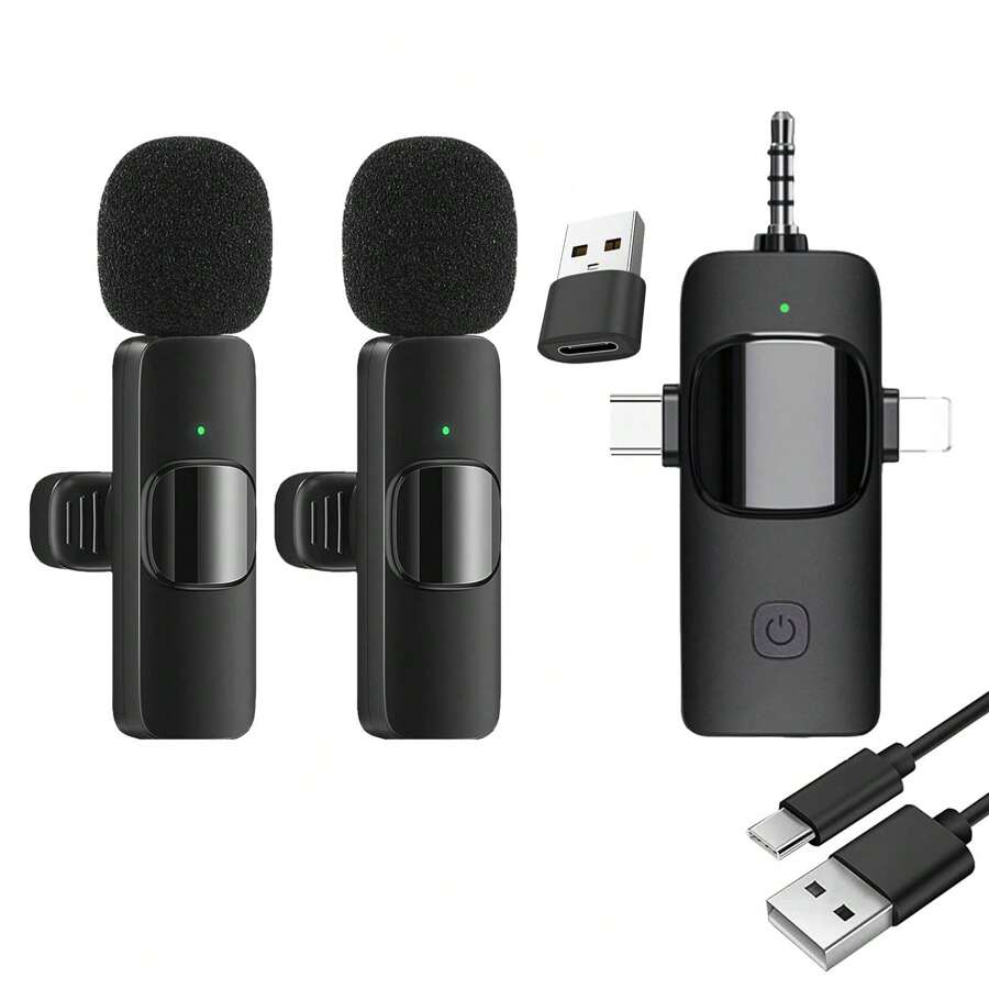 Microphone Cravate Sans Fil 4 En 1 Avec Interface 3,5 Mm, Compatible Avec Les Smartphones/ordinateurs/tablettes/cartes Son, Adapté Pour L'enregistrement Audio/vidéo, La Diffusion En Direct Et Les Entrevues