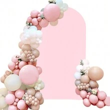 1pc Spandex Wedding Arch Cover, 2-Sided Fitted Round Top Chiara Backdrop Stand Covers For Wedding Birthday Party Shower Banquet Arch Decoration - Hồng - Xem 1