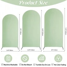 Set Of 3 | Spandex Wedding Arch Cover, 2-Sided Fitted Round Top Chiara Backdrop Stand Covers For Wedding Birthday Party Shower Banquet Arch Decoration - 鼠尾草綠 - 查看 4