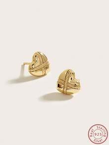 Cici Color 1對新款s925純銀鍍14k金,美麗、時尚、簡約的心形耳環,適合女性日常生活、約會、旅遊和婚禮佩戴,附送禮盒包裝