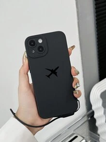 1個帶掛繩的黑色tpu塗裝手機殼,適用於iphone和三星手機 - 彩色 - 查看 1