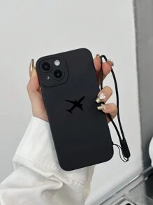 1個帶掛繩的黑色tpu塗裝手機殼,適用於iphone和三星手機 - 彩色 - 查看 3