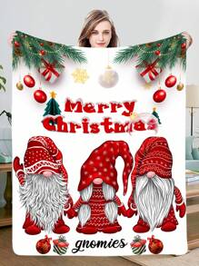 1 件聖誕節侏儒聖誕禮物抱毯毛絨超細纖維法蘭絨羊毛毯適用於床沙發沙發露營旅行 - 彩色 - 查看 1