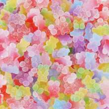 50pcs Mixed Style Fake Soft Candy, Star, Heart Shaped Resin Accessories, Material For Phone Cases, Hair Clips, Headbands Decoration