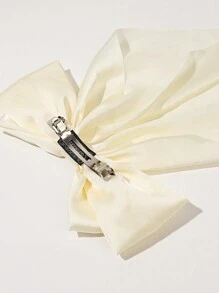 1入組白色超大蝴蝶髮夾,簡約純色,優雅的公主風格適合茶會和舞蹈裙,紋理面料流蘇,時尚多用途女士頭飾 - 白色 - 查看 3