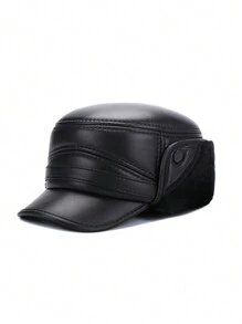 1pc Men's Classic Warm Black Lei Feng Hat Suitable For Daily Use - Black - View 1