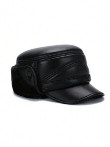 1pc Men's Classic Warm Black Lei Feng Hat Suitable For Daily Use - Black - View 2