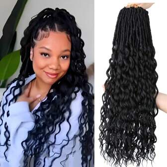 BELLQUEEN Faux Locs Crochet Hair 24 Inch 1Pack Soft Locs Crochet Hair Deep Wave New Goddess Locs Crochet Hair Pre Looped Crochet Hair for Women(24inch,1B)