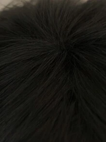 耐熱合成天然黑色假髮短髮兔女郎假髮帶瀏海鬆軟飄逸,黑色短髮假髮可愛適合女性日常使用和派對假髮,逼真自然 - 黑色 - 查看 6