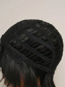 耐熱合成天然黑色假髮短髮兔女郎假髮帶瀏海鬆軟飄逸,黑色短髮假髮可愛適合女性日常使用和派對假髮,逼真自然 - 黑色 - 查看 7