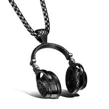 DJ Music Headphone Pendant Necklace Long Chain Men Women Punk Style Jewelry Rock Headset Necklace Male Gift