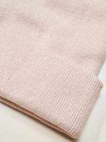 1 Miếng Của phụ nữ Dệt kim Mùa Đông Mũ , Màu thuần , Ấm áp , Đơn giản , Thích hợp Đối với Thông thường hàng ngày Mặc - Màu be - Xem 2