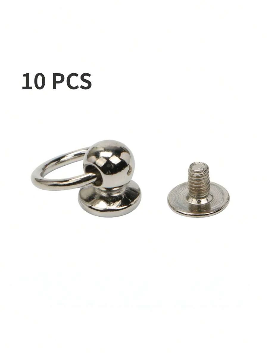 10 PCS Bag Metal Rivet Snap DIY Purse Handbag Belt Connector Bag Screw Nail Luggage Buckle Studs Button Hardware Accessories Leather Crafts Diy Bag Hardware Buckle Ear Accessories Screw Accessories - Silver - View 1