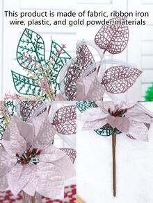 1入組人造花&龜葉&桃葉花束,用於diy門飾、聖誕節主題家居花瓶裝飾