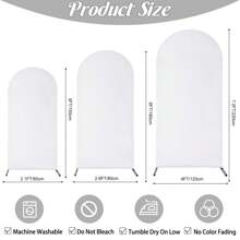 Set Of 3 | Spandex Wedding Arch Cover, 2-Sided Fitted Round Top Chiara Backdrop Stand Covers For Wedding Birthday Party Shower Banquet Arch Decoration - 白色的 - 查看 4