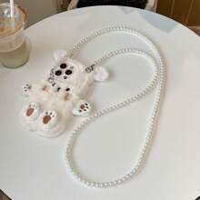 可爱冬季手机挂饰 1 件可爱毛绒 3d 熊手机壳带斜挎带适用于 防水防震防摔防刮