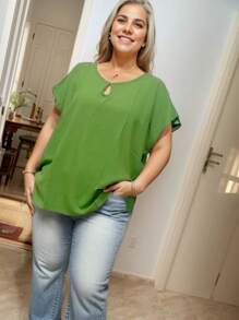 Plus Size Women Tops - 墨綠色 - 查看 2