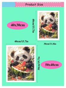 Ai熊貓吃西瓜diy鑽石繪畫,可愛卡通藝術diy家居裝飾,十字繡手工藝吊飾創意禮品製作 - 彩色 - 查看 5