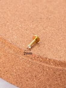 1入內螺紋不鏽鋼搭配星形水晶耳環,幾何形狀cz耳骨穿孔地包天耳環耳針,女式 - 金黃色 - 查看 10