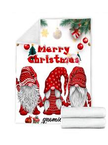 1 件聖誕節侏儒聖誕禮物抱毯毛絨超細纖維法蘭絨羊毛毯適用於床沙發沙發露營旅行 - 彩色 - 查看 3