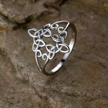 1 Peça Anel Empilhável De Casamento Eternidade Nó Celta Em Forma De Coração Em Cruz Em Prata Esterlina 925 Polida Altamente Resistente A Manchas