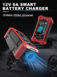 汽車電池充電器，12V 6A 智能電池涓流充電器 汽車 12V 電池維護器脫硫器，帶溫度補償，適用於汽車卡車摩托車割草機船用鉛酸電池 - 紅色 - 查看 4