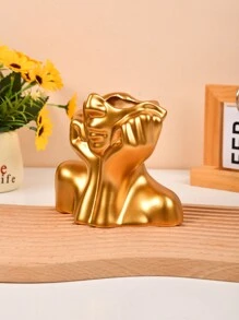 1 Miếng Con người Mặt Hình dạng Nhựa Bình hoa , Phong cách Bắc Âu Nhà  Trang trí , Đơn giản Và Thanh lịch Thiết kế - Vàng - Xem 6
