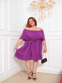 Plus Size Dresses - Purple - View 4