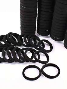 50/100入組黑色頭繩彈性髮帶裝飾髮飾套裝節日禮物適合女孩兒童