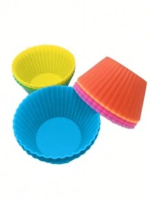 12入組圓形矽膠瑪芬挞模,布丁和蛋糕杯托烘焙模具 - 彩色 - 查看 7