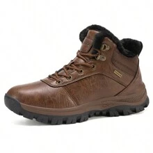 男士冬季棕色雪地靴保暖内衬防滑防水运动鞋，休闲又保暖 - 棕色 - 查看 3