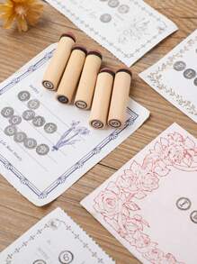 創意木製字母柱形印章,適用於diy日記本和筆記本裝飾,2款可選,40入組 - 米色 - 查看 6