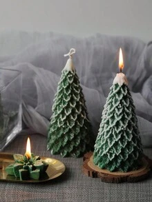 1 支圣诞树香味大豆蜡烛，圣诞松香蜡烛，活动、节日、圣诞礼物的氛围装饰 - 綠色 - 查看 6