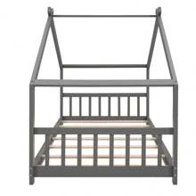 Twin Size Wood Tent Bed House Bed Frame with Slat, Floor Bed, Nursery Furniture, Kids Tent Bed, Play Tent, No Box Spring Needed