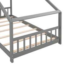 Twin Size Wood Tent Bed House Bed Frame with Slat, Floor Bed, Nursery Furniture, Kids Tent Bed, Play Tent, No Box Spring Needed