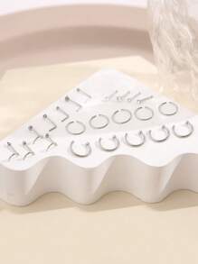 22 cái Nam Đúng mốt Thép không gỉ Xỏ khuyên mũi Bộ Đối với Kỳ nghỉ , Các bữa tiệc , Ngày đêm Và Mặc hàng ngày - Bạc - Xem 3