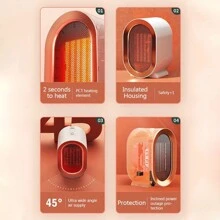 1入綠色ptc桌面暖風機,1200w 迷你辦公室/臥室電暖器,配有ptc石墨熱體,快速加熱,重力感應,防傾翻保護,便攜無聲節能暖風機,時尚設計 - 綠色 - 查看 8