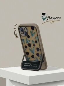 1 funda de teléfono con soporte plegable con patrón de tulipanes negros, compatible con iPhone - Multicolor - Ver 5