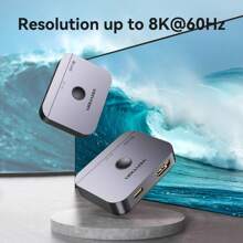 VENTION HDMI Switch 8K@60Hz, HDMI 2.1 Splitter Powered 2 In 1 Out 4K@120Hz 48Gbps Aluminum Bi-Directional Switcher 1 In 2 Out HDMI Hub Compatible With PS4/5 Blu-Ray Player Fire Stick Roku HDTV