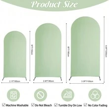 Set Of 3 | Spandex Wedding Arch Cover, 2-Sided Fitted Round Top Chiara Backdrop Stand Covers For Wedding Birthday Party Shower Banquet Arch Decoration - 鼠尾草綠 - 查看 5