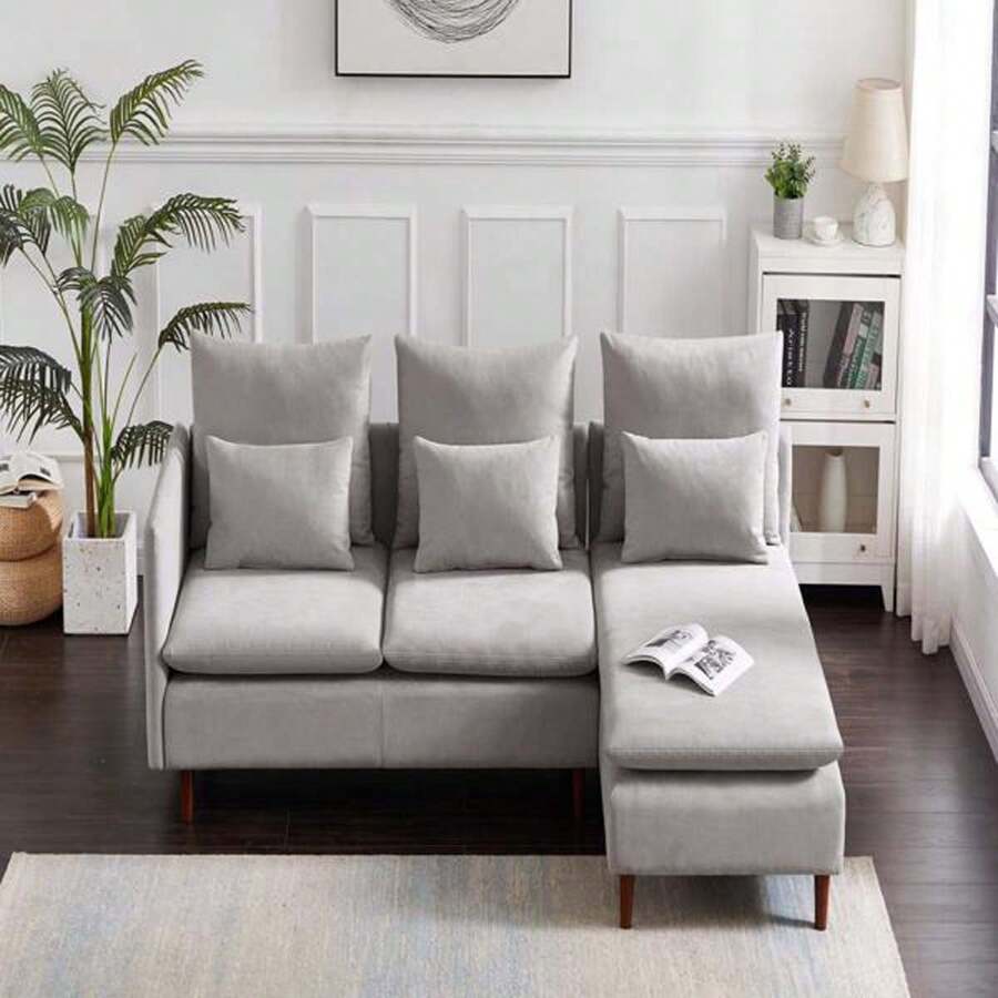 Reversible Chaise Longue, Water Ripple Suede LShaped Sofa With Chaise Longue, Combination Sofa