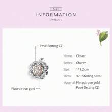 bamoer 1個925純銀時尚鉆空心心形玫瑰金鍍色秋季珠子女士手鍊和手鐲diy - 銀色 - 查看 16