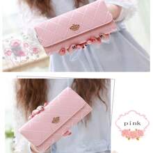 几何图案时尚皇冠装饰三折长钱包，返校礼物，大学生礼物，女孩礼物