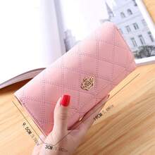 几何图案时尚皇冠装饰三折长钱包，返校礼物，大学生礼物，女孩礼物