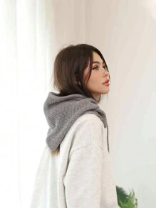 1pc Women's Winter Warm Scarf & Knitted Hat Set With Earflaps - White - View 12