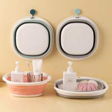 1pc Pink + White Square Folding Washbasin - Pink - View 6